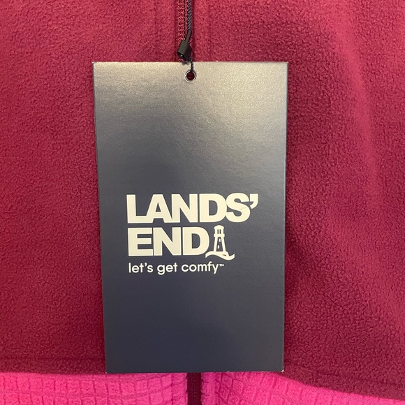 NWT Lands’ End Pnk Grid Fleece Vest - Picture 5 of 10